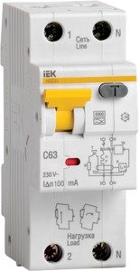 Фото IEK MAD22-5-016-C-30 Автоматический выключатель дифференциального тока однополюсный + нейтраль C16A 30мА (тип АС, 4.5 кА)