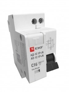 Фото EKF АД-12 DA12-16-30-bas Автоматический выключатель дифференциального тока однополюсный+N 16А (тип AC, 4.5 кА)