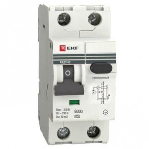 Фото EKF PROxima АВДТ-63 DA63-16-30e Автоматический выключатель дифференциального тока однополюсный+N 16А (тип A, 6 кА)