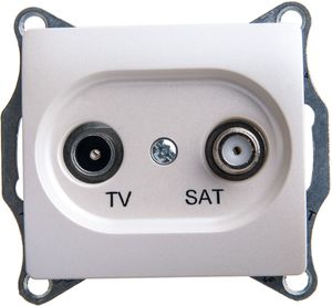 Фото Schneider Electric Glossa GSL000198 Розетка телевизионная проходная (TV+SAT, под рамку, скрытая установка, белая)