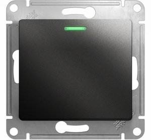 Фото Schneider Electric Glossa GSL000713 Выключатель одноклавишный с подсветкой (10 А, под рамку, скрытая установка, антрацит)