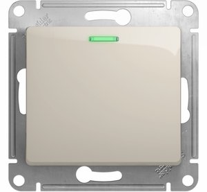 Фото Schneider Electric Glossa GSL000913 Выключатель одноклавишный с подсветкой (10 А, под рамку, скрытая установка, молоко)