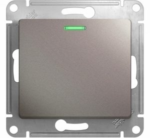 Фото Schneider Electric Glossa GSL001213 Выключатель одноклавишный с подсветкой (10 А, под рамку, скрытая установка, платина)