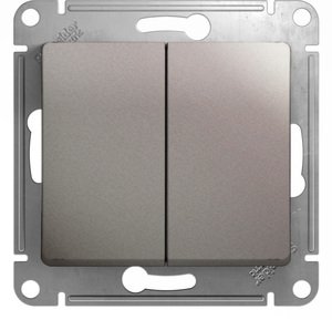 Фото Schneider Electric Glossa GSL001251 Выключатель двухклавишный (10 А, под рамку, скрытая установка, платина)