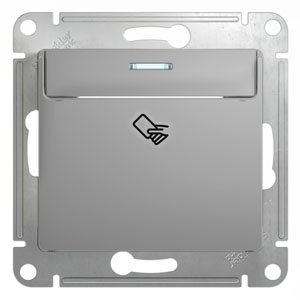 Фото Schneider Electric Glossa GSL000369 Выключатель для ключ-карты с подсветкой (10 А, под рамку, скрытая установка, алюминий)