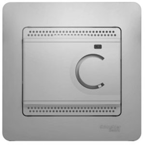 Фото Schneider Electric Glossa GSL000338 Термостат электронный для теплых полов +5…+50°С (10 А, 220 В, в сборе, скрытая установка, алюминий)