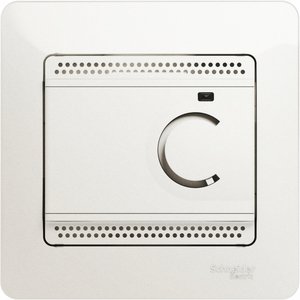 Фото Schneider Electric Glossa GSL000638 Термостат электронный для теплых полов +5…+50°С (10 А, 220 В, в сборе, скрытая установка, перламутр)