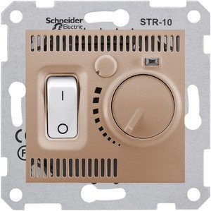 Фото Schneider Electric Sedna SDN6000168 Термостат для электронагревательных приборов +5…+30°С (10 А, 220 В, под рамку, скрытая установка, титан)