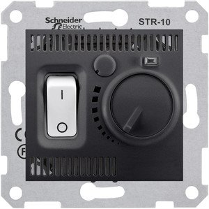 Фото Schneider Electric Sedna SDN6000170 Термостат для электронагревательных приборов +5…+30°С (10 А, 220 В, под рамку, скрытая установка, графит)