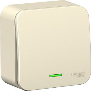 Фото Schneider Electric Blanca BLNVA101102 Выключатель одноклавишный с индикацией (10 А, в сборе, открытая установка, молоко)