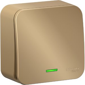 Фото Schneider Electric Blanca BLNVA101104 Выключатель одноклавишный с подсветкой (10 А, в сборе, открытая установка, титан)