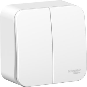 Фото Schneider Electric Blanca BLNVA105001 Выключатель двухклавишный (10 А, в сборе, открытая установка, белый)