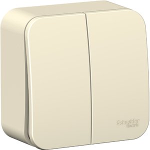 Фото Schneider Electric Blanca BLNVA105002 Выключатель двухклавишный (10 А, в сборе, открытая установка, молоко)