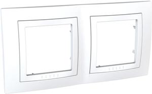 Фото Schneider Electric Unica MGU2.004.18 Рамка 2-постовая с декоративным элементом (белая)