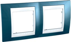 Фото Schneider Electric Unica Хамелеон MGU6.004.854 Рамка 2-постовая (горизонтальная, белый/голубой лед)