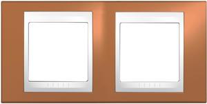 Фото Schneider Electric Unica Хамелеон MGU6.004.869 Рамка 2-постовая (горизонтальная, белый/оранжевый)