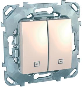 Фото Schneider Electric Unica MGU5.207.25ZD Выключатель для жалюзи двухклавишный (10 А, без фиксации, под рамку, скрытая установка, бежевый)