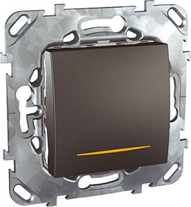 Фото Schneider Electric Unica Top MGU5.262.12SZD Выключатель одноклавишный двухполюсный с индикацией (16 А, под рамку, скрытая установка, графит)