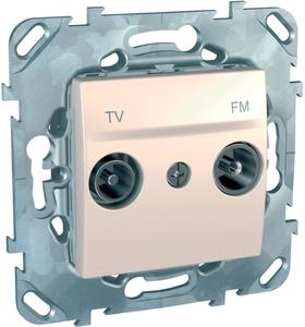 Фото Schneider Electric Unica MGU5.453.25ZD Розетка телевизионная проходная (TV+Radio, под рамку, скрытая установка, бежевая)