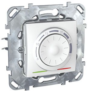 Фото Schneider Electric Unica MGU5.501.18ZD Термостат электронный +5…+30°С (8 А, 230 В, встроенный термодатчик, под рамку, скрытая установка, белый)