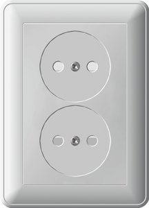 Фото Schneider Electric W59 RS16-254-18 Розетка двойная со шторками (16 А, в сборе, скрытая установка, белая)