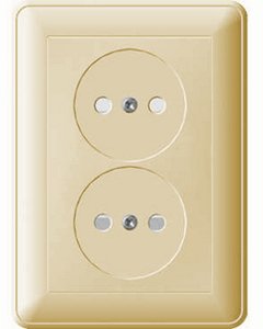 Фото Schneider Electric W59 RS16-254-28 Розетка двойная со шторками (16 А, в сборе, скрытая установка, слоновая кость)