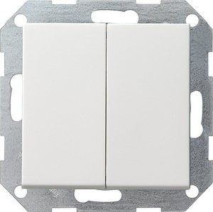Фото Gira System55 012503 Выключатель двухклавишный (10 А, под рамку, скрытая установка, белый глянцевый)
