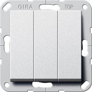 Фото Gira System55 283026 Выключатель трехклавишный (10 А, под рамку, скрытая установка, алюминий)