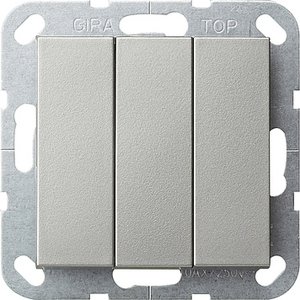 Фото Gira System55 2830600 Выключатель трехклавишный (10 А, под рамку, скрытая установка, сталь)