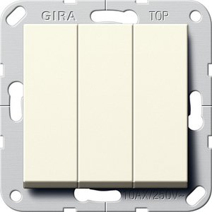 Фото Gira System55 283201 Переключатель трехклавишный (под рамку, скрытая установка, кремовый глянцевый)