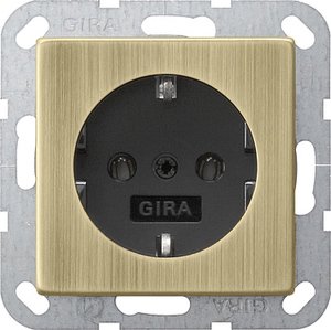 Фото Gira System55 0188603 Розетка с заземляющим контактом (16 А, под рамку, скрытая установка, бронза-антрацит)