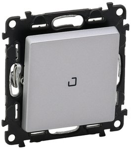 Фото Legrand Valena Life 752626 Переключатель одноклавишный (10 А, под рамку, подсветка, с/у, алюминий)