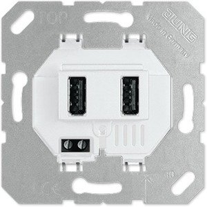 Фото Jung AS USB21-2WW Зарядное устройство USB (2хUSB, механизм, скрытая установка, белый)