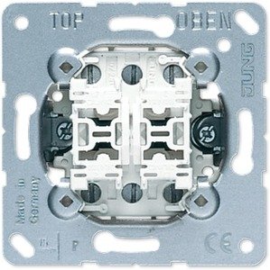 Фото Jung 532-4U Выключатель двухклавишный кнопочный (10 А, без фиксации, механизм, с/у)
