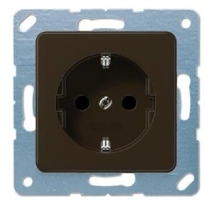 Фото Jung CD500 CD120BR Розетка с заземляющим контактом (16 А, под рамку, безвинт. зажим, скрытая установка, коричневая)