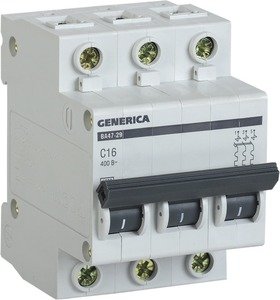 Фото IEK Generica MVA25-3-063-C Автоматический выключатель трехполюсный 63А (4.5 кА, C)