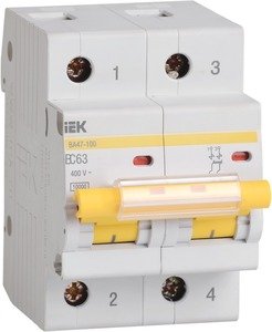 Фото IEK ВА47-100 MVA40-2-100-C Автоматический выключатель двухполюсный 100А (10 кА, C)