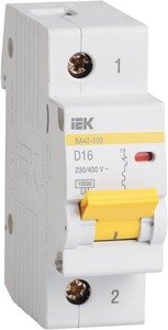 Фото IEK ВА47-100 MVA40-1-080-D Автоматический выключатель однополюсный 80А (10 кА, D)
