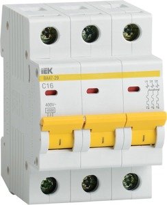 Фото IEK ВА47-29 MVA20-3-001-C Автоматический выключатель трехполюсный 1А (4.5 кА, C)