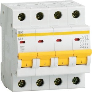 Фото IEK ВА47-29 MVA20-4-010-C Автоматический выключатель четырехполюсный 10А (4.5 кА, C)