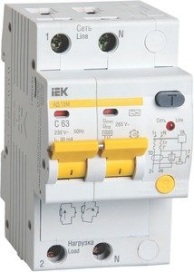 Фото IEK АД-12 MAD12-2-016-B-030 Автоматический выключатель дифференциального тока двухполюсный 16А (тип A, 4.5 кА)