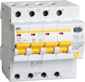 Фото IEK АД-14 MAD10-4-016-C-100 Автоматический выключатель дифференциального тока четырехполюсный 16А (тип AC, 4.5 кА)
