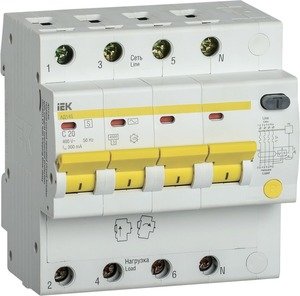 Фото IEK АД-14 MAD13-4-020-C-300 Автоматический выключатель дифференциального тока четырехполюсный 20А (тип AC,