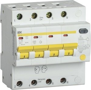 Фото IEK АД-14 MAD13-4-025-C-100 Автоматический выключатель дифференциального тока четырехполюсный 25А (тип AC,