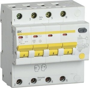 Фото IEK АД-14 MAD13-4-025-C-300 Автоматический выключатель дифференциального тока четырехполюсный 25А (тип AC,