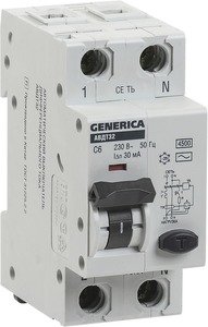 Фото IEK Generica MAD25-5-010-C-30 Автоматический выключатель дифференциального тока однополюсный+N 10А (тип AC, 4.5 кА)