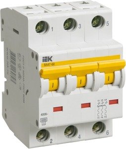 Фото IEK ВА47-60 MVA41-3-020-B Автоматический выключатель трехполюсный 20А (6 кА, B)