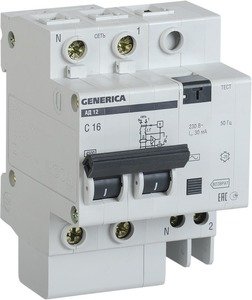 Фото IEK АД-12 MAD15-2-016-C-030 Автоматический выключатель дифференциального тока двухполюсный 16А (тип AC, 4.5 кА)