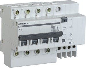 Фото IEK АД-14 MAD15-4-016-C-030 Автоматический выключатель дифференциального тока четырехполюсный 16А (тип AC, 4.5 кА)