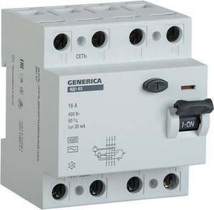 Фото IEK Generica MDV15-4-016-030 Выключатель дифференциального тока четырехполюсный 16А 30мА (тип AC)